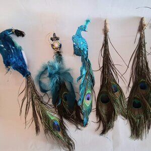 Lot of 6 Peacock Themed Decorations Ornaments